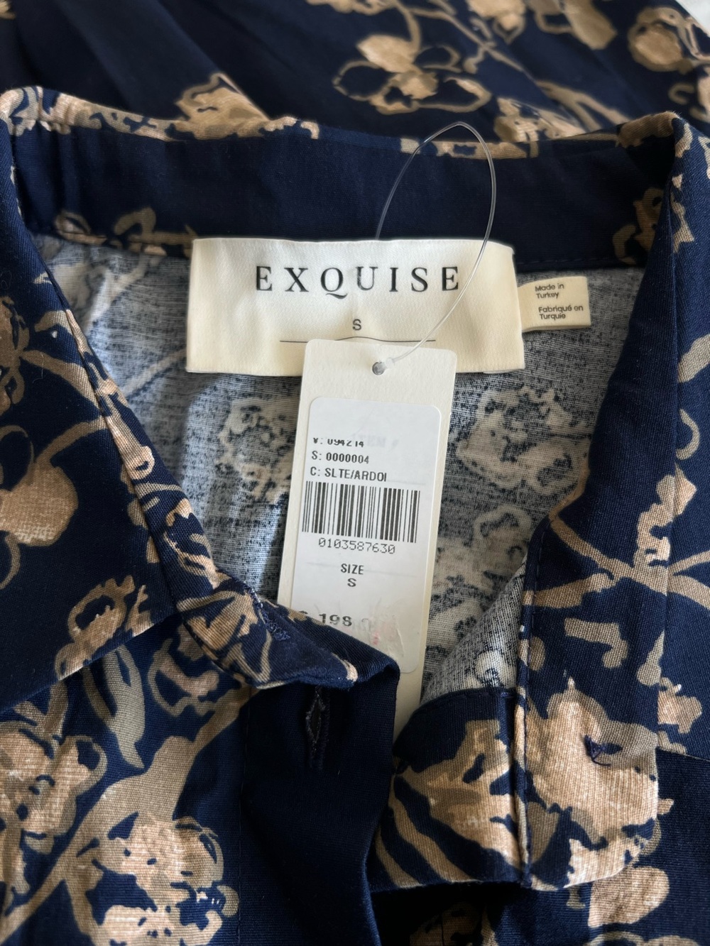 Exquise Tobie Short-Sleeve Midi Shirt Dress NEW Navy Blue Floral Anthropologie - Picture 13 of 15